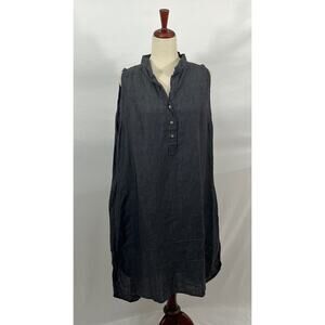 SOUTH STREET LINEN SOST Sz 3 XL 18/20 Charcoal Gray Sleeveless Jane Linen Tunic